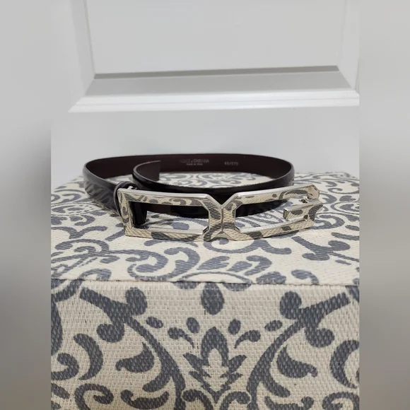 VINTAGE Dolce and Gabbana Brown Leather Belt with Silver Hardware (Ladie… - Picture 1 of 7